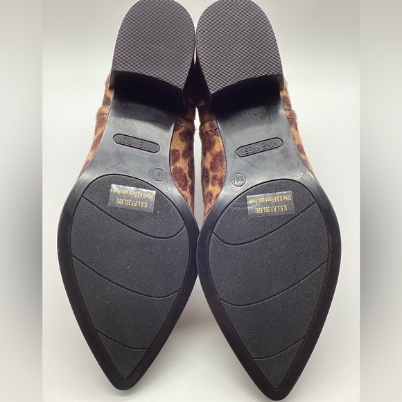 Nine West Harry Faux Calf Hair Chelsea Leopard Pointed Ankle Boots - BNWOB - Picture 12 of 15